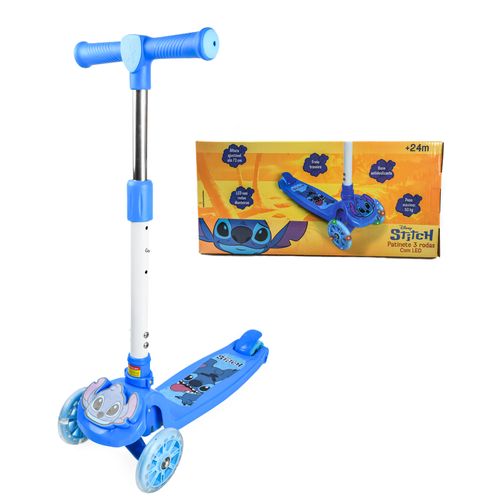 Patinete Infantil - 3 Rodas com Luzes - Stitch - Disney - BBR Toys