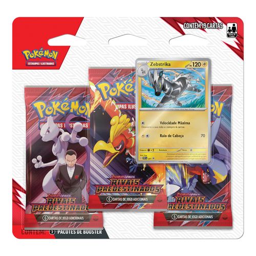 Jogo de Cartas Pokémon - Zebstrika - Rivais Predestinados - Blister Triplo - Copag