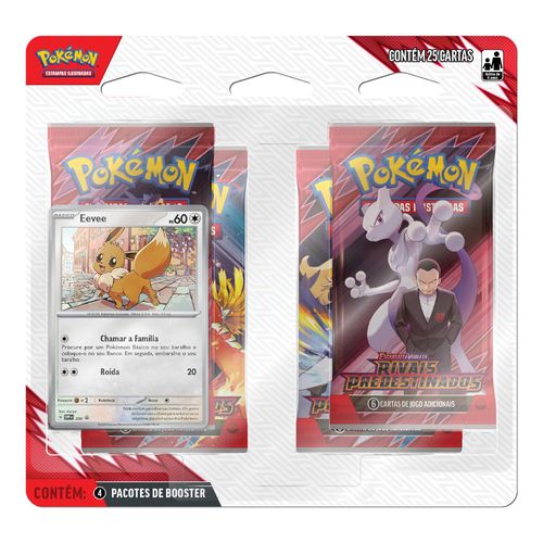 Jogo de Cartas Pokémon - Eevee - Rivais Predestinados - Blister Quadruplo - Copag