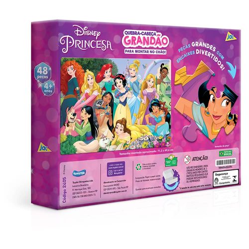 Quebra-Cabeça Grandão - Princesas Disney - 48 Peças - Toyster