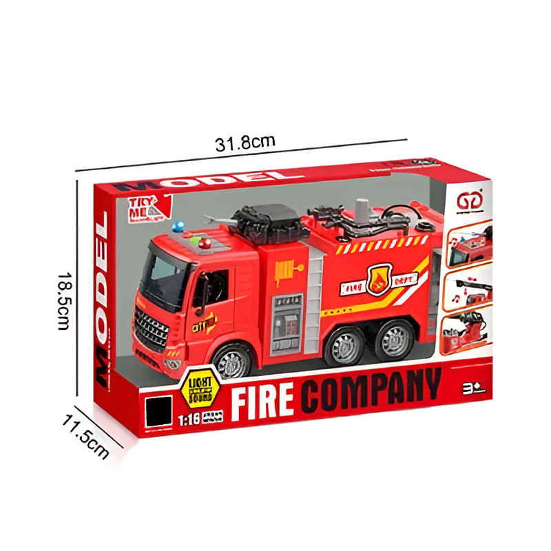 YES330244 - Veiculo com Friccao - Caminhao de Bombeiro com Lanca Agua - Fire Company - Luz e Som 2