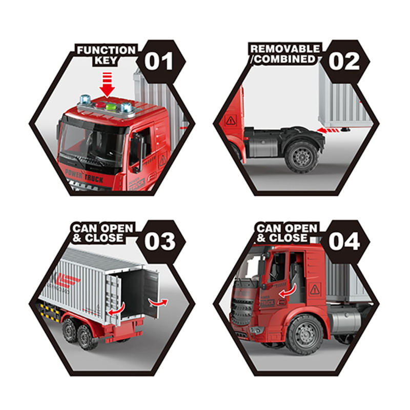YES330242 - Veiculo com Friccao - Caminhao com Container - Luz e Som - 38 cm - Yes Toys 4