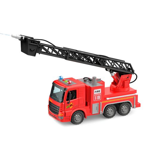 Veículo com Fricção - Caminhão de Bombeiro com Escada e Lança Água - Fire Company - Luz e Som - 1:16 - Yes Toys