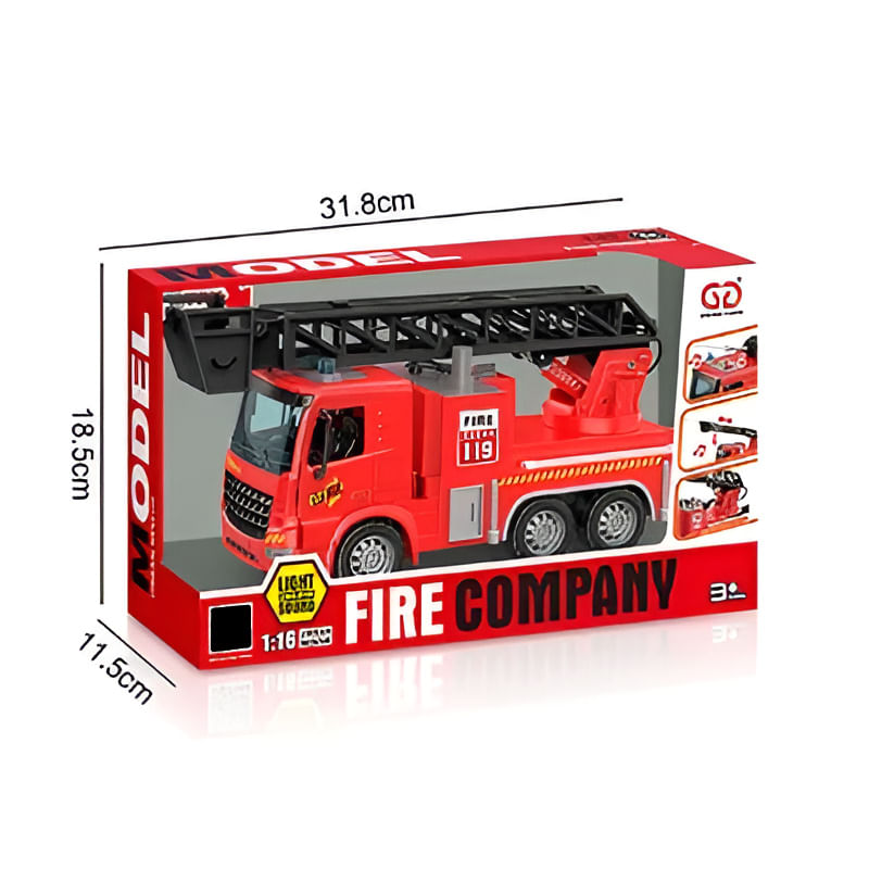 YES330243 - Veiculo com Friccao - Caminhao de Bombeiro com Escada e Lanca Agua - Fire 4