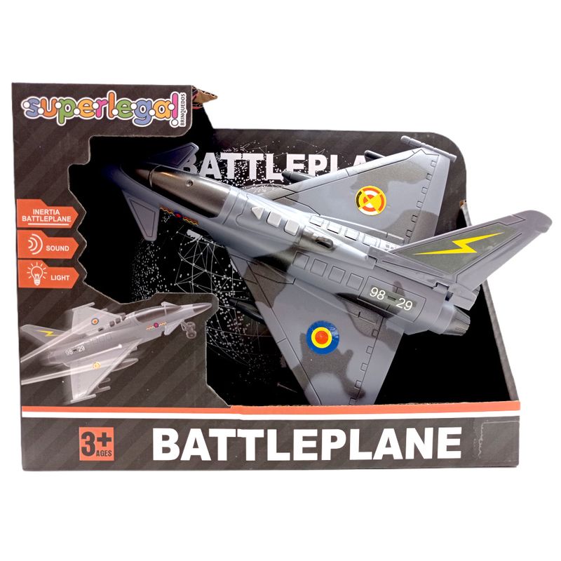 YES328962 - Aviao a Jato de Friccao com Luz e Som - Battleplane - 25 cm - Superlegal 2
