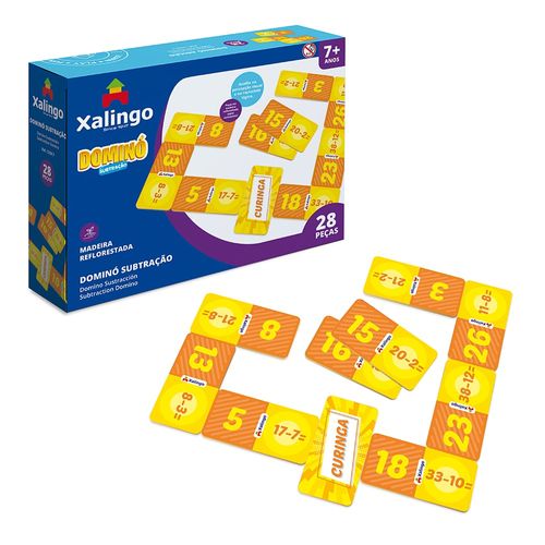 Jogo Dominó - Subtração - 28 peças - Xalingo