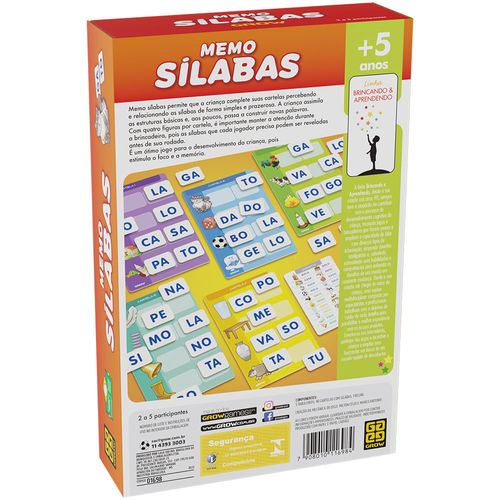Jogo de Memória - Sílabas - Grow