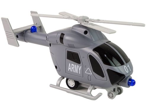 Helicóptero com Fricção - Army - Som e Luz - 19 cm - Superlegal