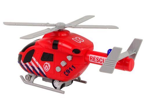 Helicóptero com Fricção - Rescue - Som e Luz - 19 cm - Superlegal