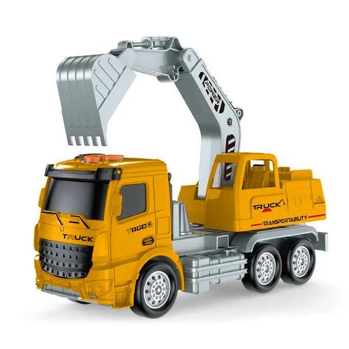 Veículo com Fricção - Caminhão com Escavadeira - City Truck - Som e Luz - 23 cm - Superlegal
