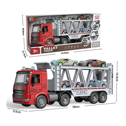 Caminhão Cegonha com Carrinhos - Pallet Truck - Luz e Som - 38 cm - Yes Toys