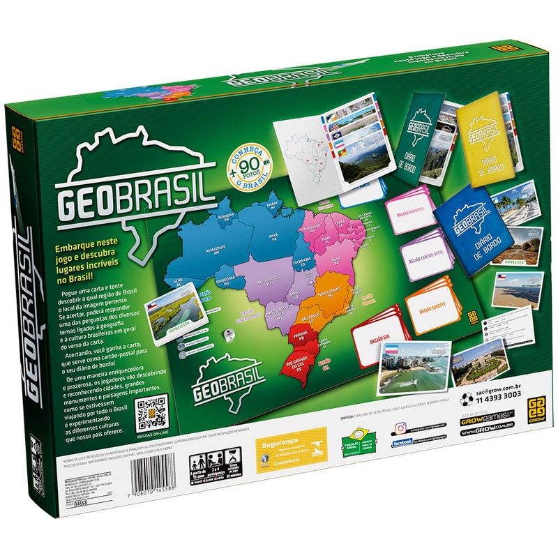 GRO4558 - Jogo de Tabuleiro - Geobrasil - Grow 3