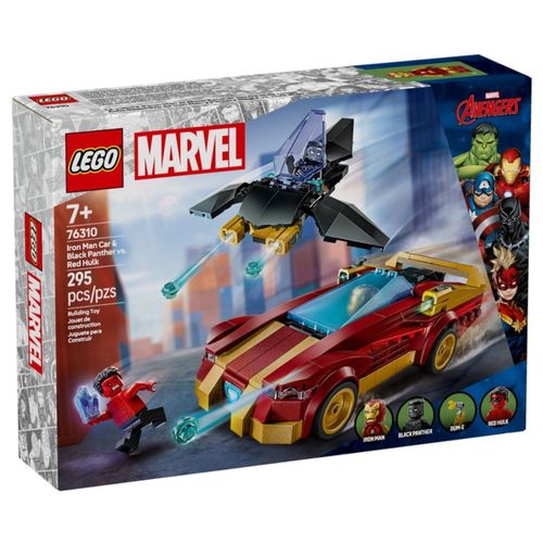 LEGO Marvel - Carro do Homem de Ferro e Pantera Negra vs Hulk Vermelho - 295 Peças - 76310