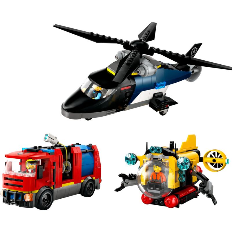 LEG60462 - LEGO City - Helicoptero, Caminhao de Bombeiros e Submarino - 874 Pecas - 60462 5