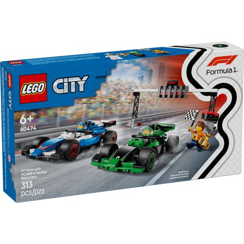 LEGO City - F1 Grid com Carros de Corrida VCARB e Sauber - 313 Peças - 60474