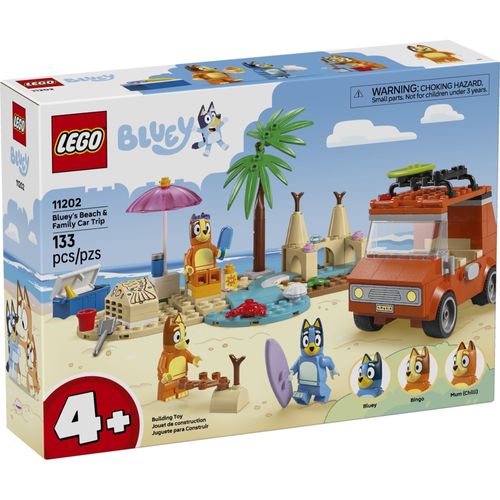 LEGO Bluey - Viagem de Carro em Família e Praia de Bluey - 133 Peças - 11202