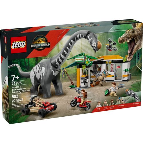 LEGO Jurassic World - Missão de Rastreamento de Raptor e Titanosaurus - 582 Peças - 76973