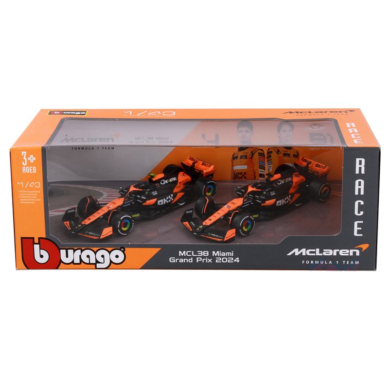 MAI24-38173 MCLAREN - Conjunto de Miniaturas - McLaren MCL38 Miami Grand Prix - 143 - Maisto 1