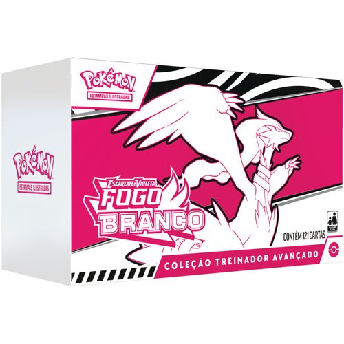 Box Pokémon - Fogo Branco - Coleção Treinador Avançado - Escarlate e Violeta - Copag