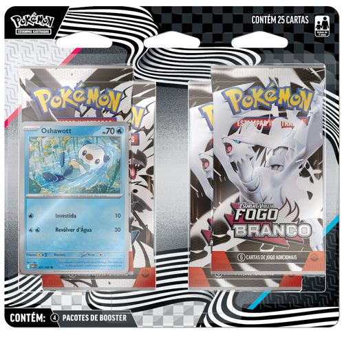 Jogo de Cartas Pokémon - Oshawott - Raio Preto e Fogo Branco - Blister Quadruplo - Copag