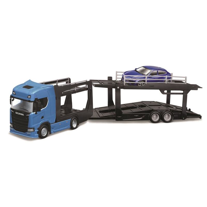 MAI24-31456 SCANIA-AZUL-U - Caminhao Cegonha com Carrinho - Scania S730 Highline Azul e Lam 1