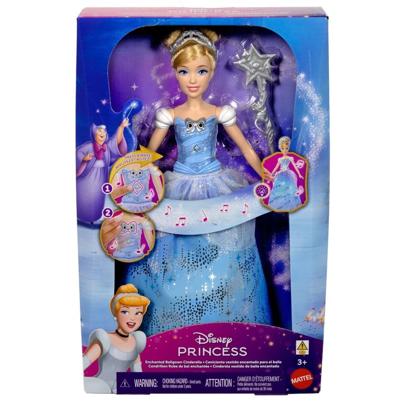 MATJBF94 - Boneca Princesas com Luz e Som - Cinderela Vestido de Baile Encantado - Mattel 2