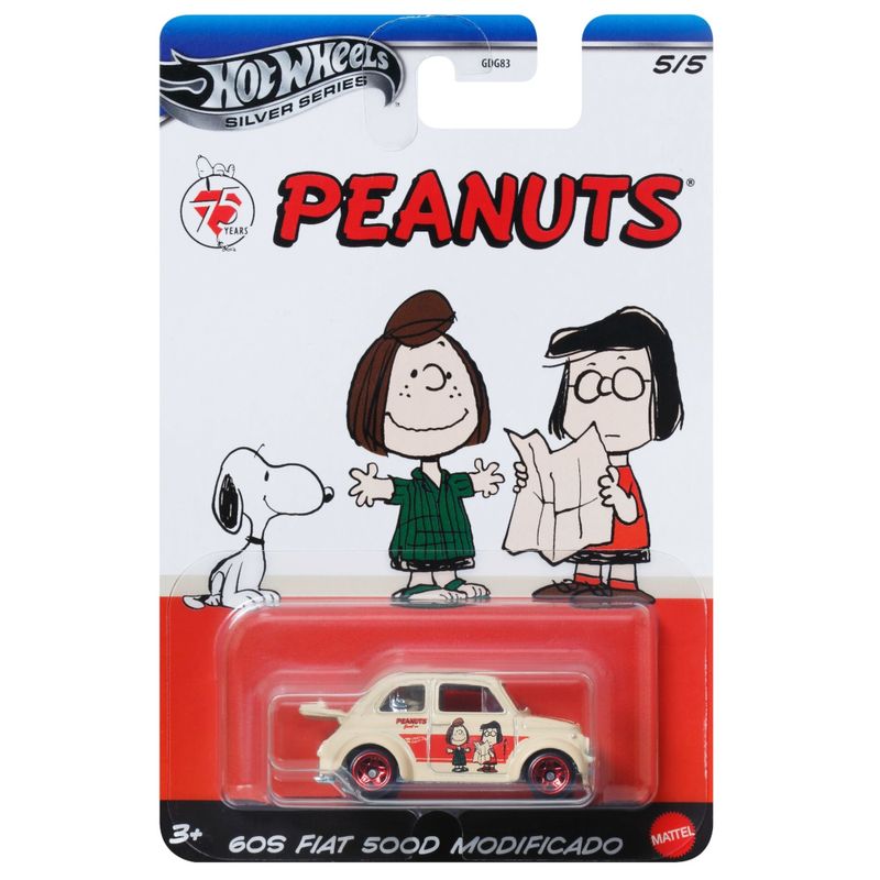 MATGDG83 JCB85 - Carrinho Hot Wheels - Fiat 500D Modificado 1960 - Peanuts - Silver Series - 164 - Mattel 1