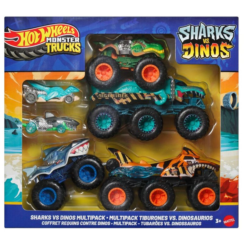 MATJGD68 - Conjunto de Carrinhos Hot Wheels - Tubaroes vs Dinossauros - 164 - Mattel 1