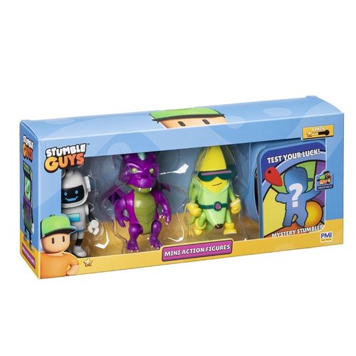 Conjunto de Figuras - Stumblebot MK3, Dusk Dragon e Super Banana - Stumble Guys - 07 cm - Multikids
