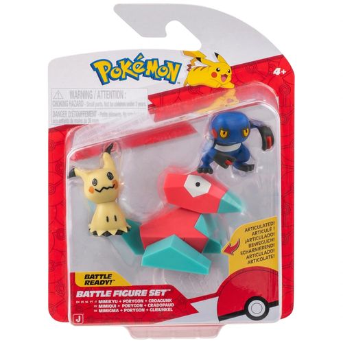 Conjunto de Figuras Pokémon - Porygon, Mimikyu e Croagunk - Sunny