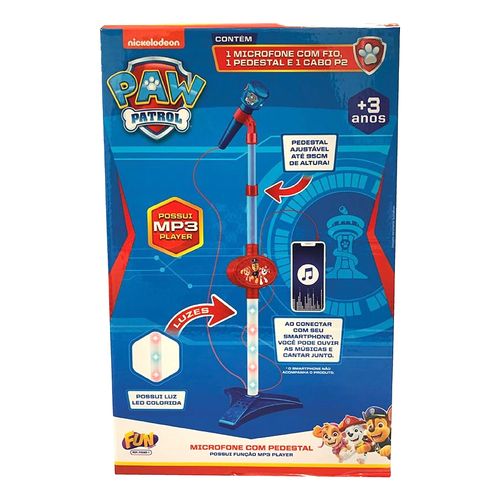 Microfone Infantil e Pedestal com Luzes - Patrulha Canina - Fun